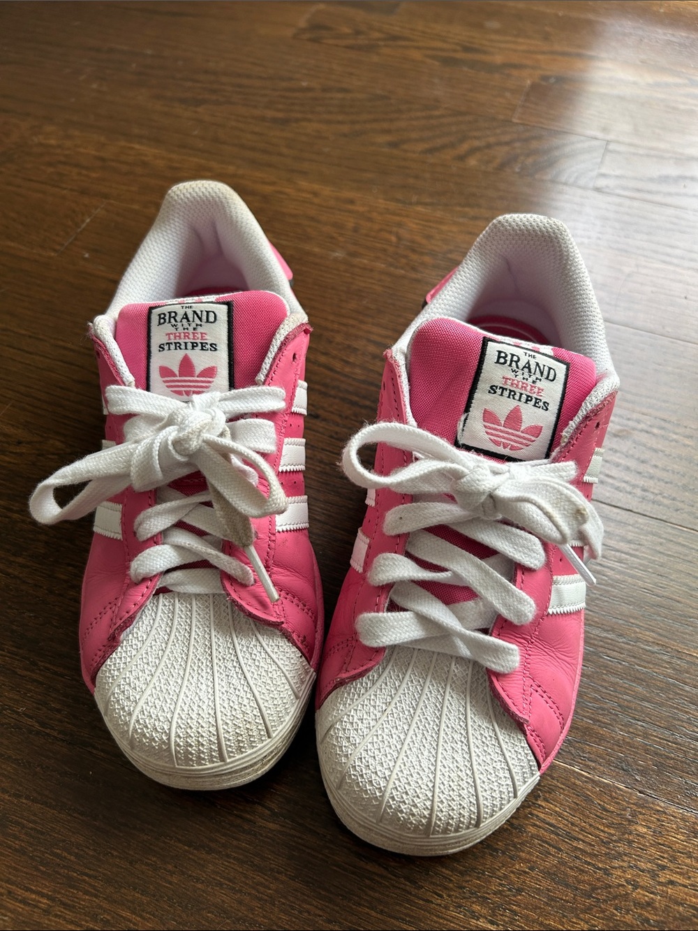 Kids Pink adidas Sneakers with White Shell Toe